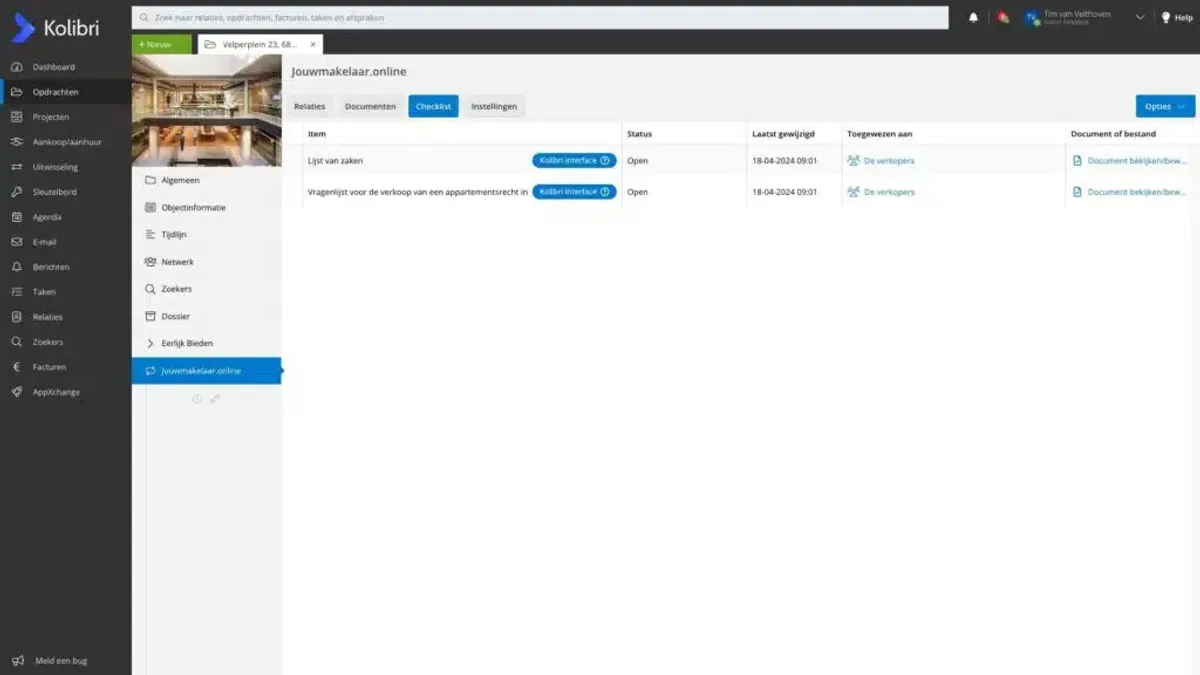 Kolibri Software platform for estate agents