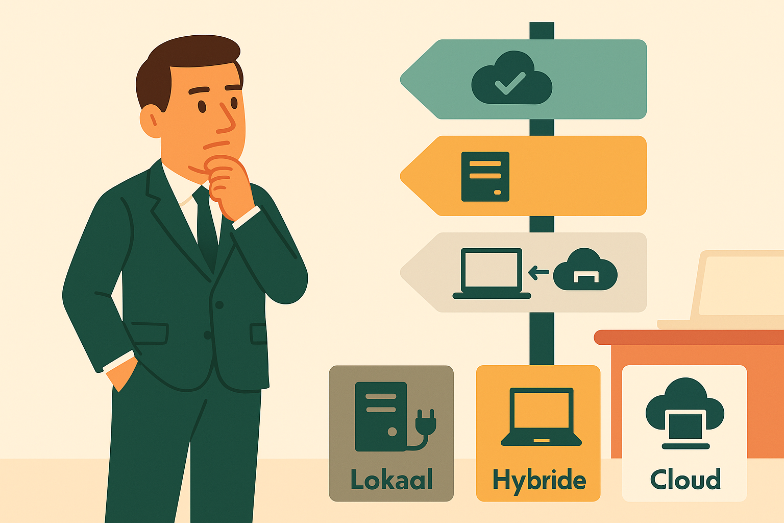 Mkb-eigenaar kiest tussen cloud, lokaal en hybride IT-oplossing via digitale keuzekaart
